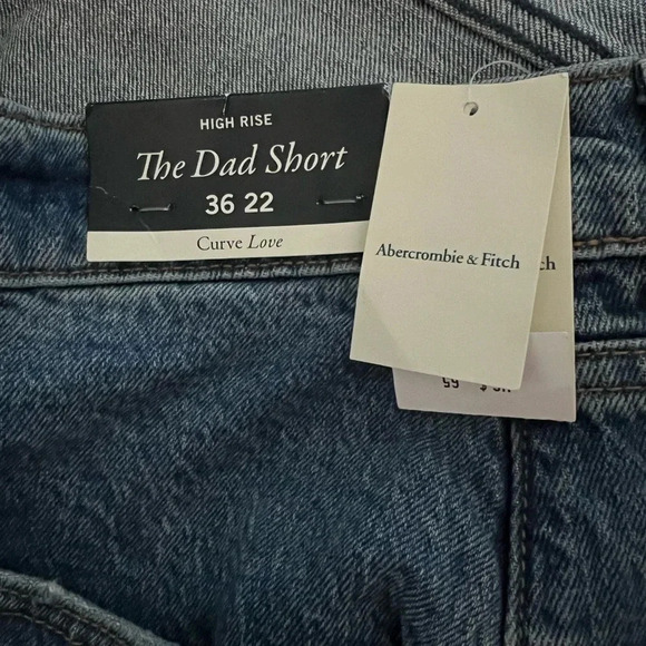 NWT PLUS Sz Abercrombie And Fitch “The Dad” Short High Rise Sz 36 22 Curve Love - Picture 5 of 7